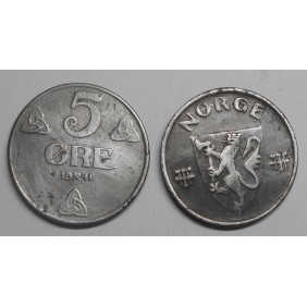 NORWAY 5 Ore 1941 iron