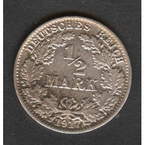 GERMANY EMPIRE 1/2 Mark 1917 A