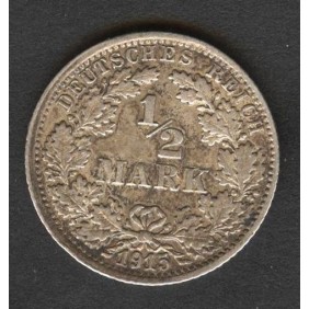 GERMANY EMPIRE 1/2 Mark 1915 F