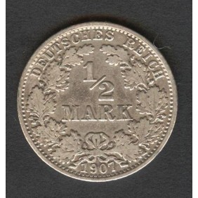 GERMANY EMPIRE 1/2 Mark 1907 A