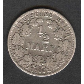 GERMANY EMPIRE 1/2 Mark 1906 A