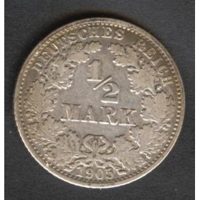 GERMANY EMPIRE 1/2 Mark 1905 A