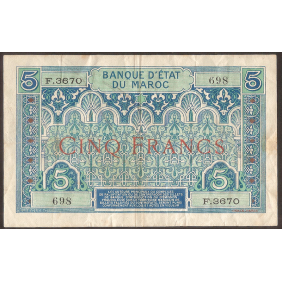 MOROCCO 5 Francs 1924