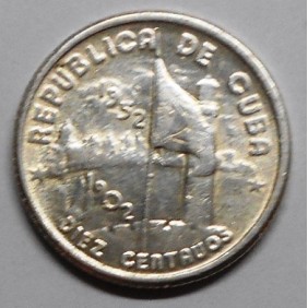 CUBA 10 Centavos 1952 50th...