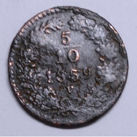 AUSTRIA 5/10 Kreuzer 1859 V