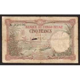 BELGIAN CONGO 5 Francs...