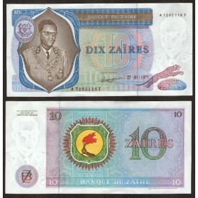 ZAIRE 10 Zaires 1977