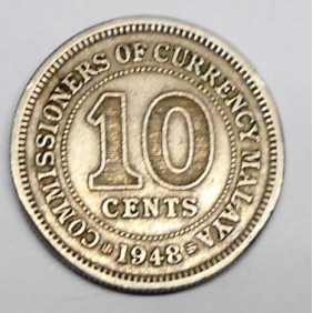 MALAYA 10 Cents 1948