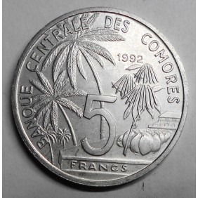 COMOROS 5 Francs 1992 World...