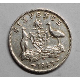 AUSTRALIA 6 Pence 1943D AG