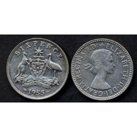 AUSTRALIA 6 Pence 1955 AG