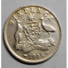 AUSTRALIA 6 Pence 1945 AG