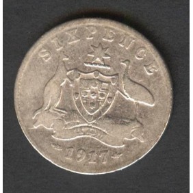 AUSTRALIA 6 Pence 1917 AG