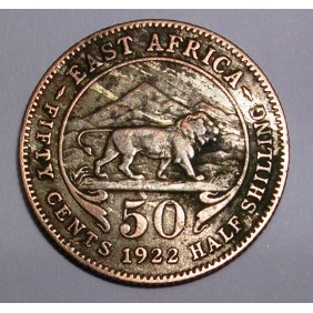 EAST AFRICA 50 Cents 1922 AG