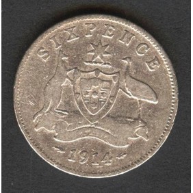 AUSTRALIA 6 Pence 1914 AG