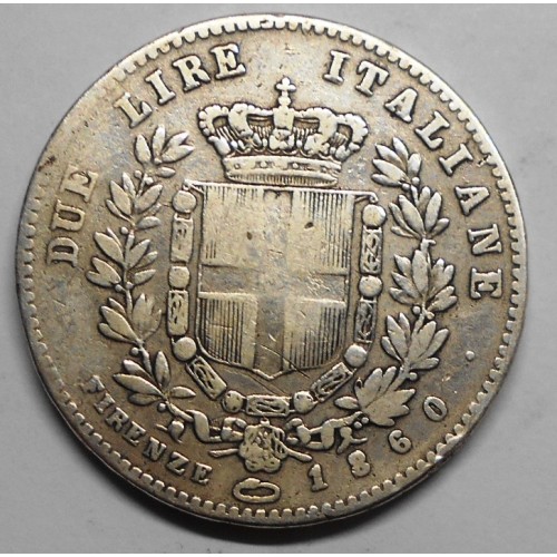 VITTORIO EMANUELE II 2 Lire 1860F RE ELETTO AG