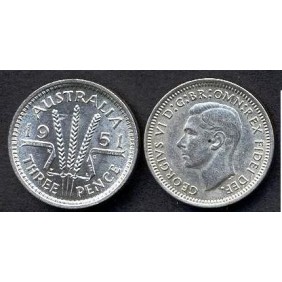 AUSTRALIA 3 Pence 1951PL AG