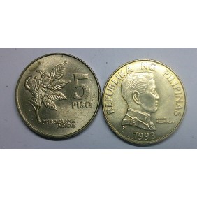 PHILIPPINES 5 Piso 1993 rare