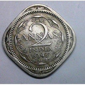 BRITISH INDIA 2 Annas 1947 C