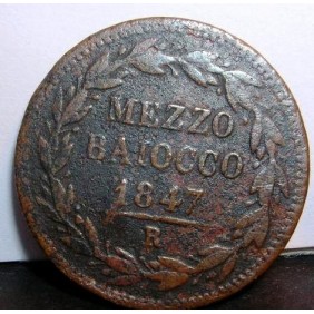 PIO IX 1/2 Baiocco 1847 R...