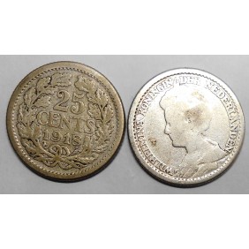 NETHERLANDS 25 Cents 1918 AG