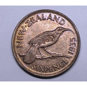 NEW ZEALAND 6 Pence 1935 AG