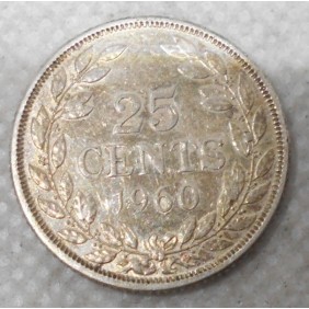 LIBERIA 25 Cents 1960 AG