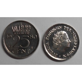 NETHERLANDS 25 Cents 1980