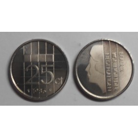 NETHERLANDS 25 Cents 1986