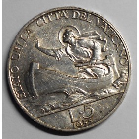 VATICANO Pio XI 5 Lire 1935 AG
