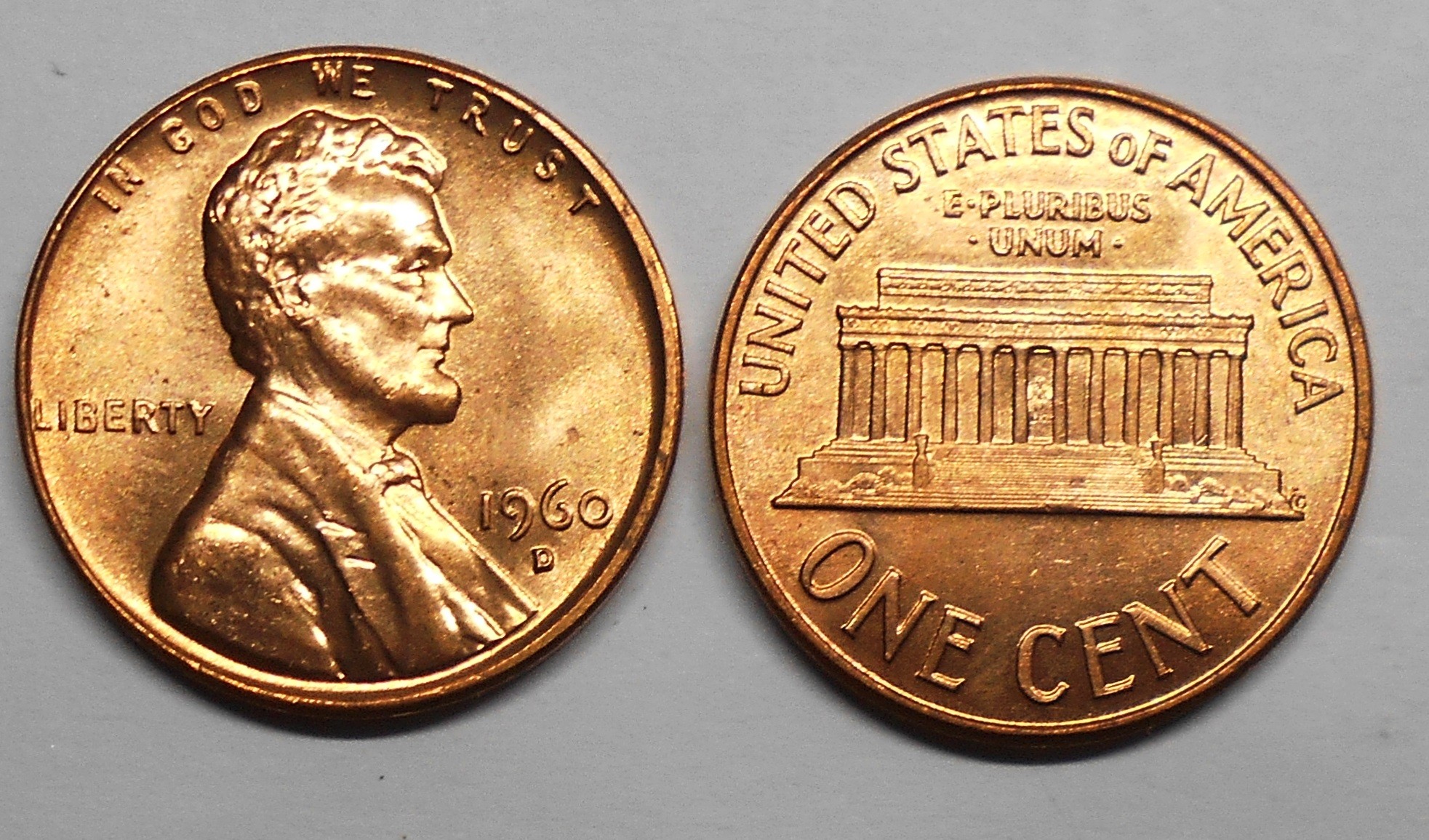 USA 1 Cent 1960 D Lincoln Red Unc/Bu