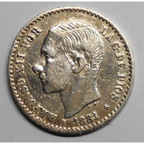 SPAIN 50 Centimos 1881 AG