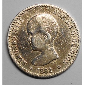 SPAIN 50 Centimos 1892 (22) AG