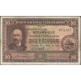 MOZAMBIQUE 10 Escudos 1943