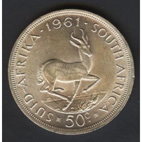 SOUTH AFRICA 50 Cents 1961 AG