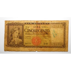 500 Lire 1947 ITALIA ORNATA...