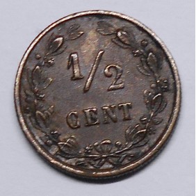 NETHERLANDS 1/2 Cent 1884