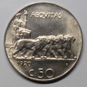 50 CENTESIMI LEONI 1920 LISCIO