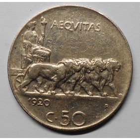50 CENTESIMI LEONI 1920 RIGATO