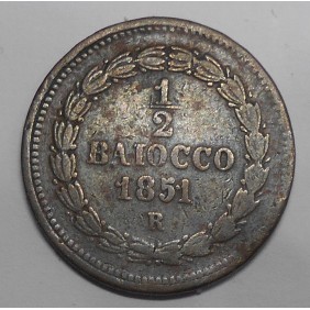PIO IX 1/2 Baiocco 1851 R...