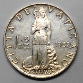 VATICANO 2 Lire 1957 AG Prova