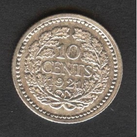 NETHERLANDS 10 Cents 1921 AG