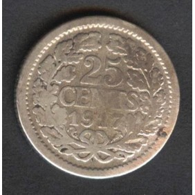 NETHERLANDS 25 Cents 1917 AG
