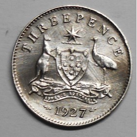 AUSTRALIA 3 Pence 1927 AG