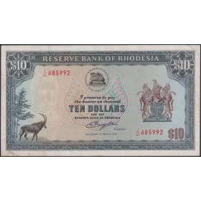 RHODESIA 10 Dollars 1976