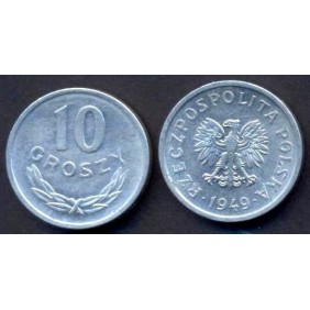 POLAND 10 Groszy 1949 Al.
