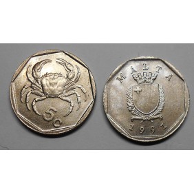 MALTA 5 Cents 1991