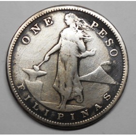 PHILIPPINES 1 Peso 1909 AG