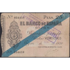 SPAIN 25 Pesetas 1936
