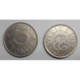 SWEDEN 5 Kronor 1987